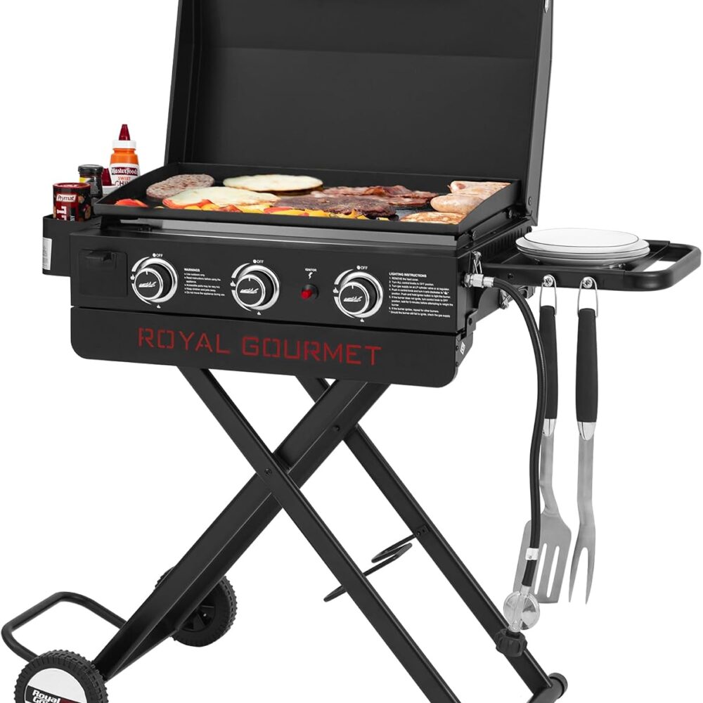 Royal Gourmet PD3001 3-Burner Propane Gas Griddle with Collapsible Stand