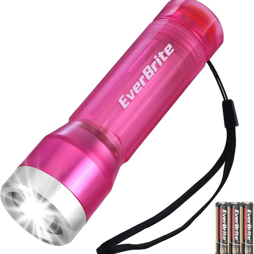 EverBrite Small Flashlight Pink, 3 Modes, Batteries Included